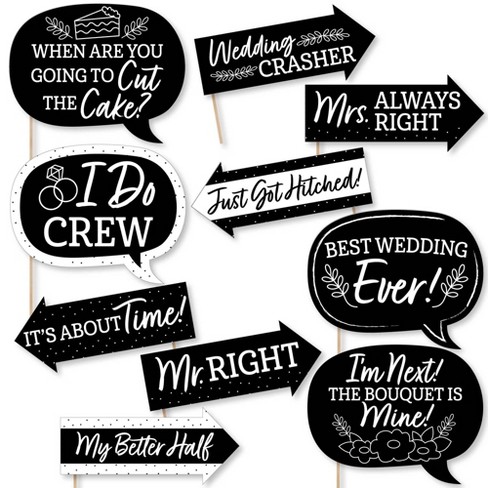 Big Dot Of Funny Mr. And Mrs. - Black And White Wedding Or Bridal Shower Photo Booth Props Kit - 10 Piece : Target