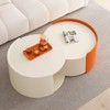Round Nesting Coffee Table with Extendable Sliding Tabletop, Tea Tables End Table for Living Room, Side Table for Small Space, Office, White+Orange - 2 of 4
