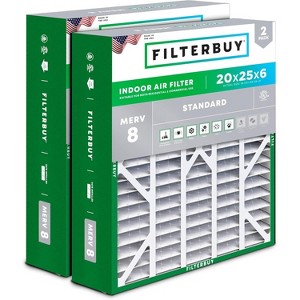Filterbuy 20x25x6 Air Filter (2-Pack), Pleated MERV 8 Dust Defense HVAC AC Furnace Air Filters for Aprilaire Space-Gard 201 / 2200 / 2250 & Lennox - 1 of 4