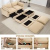 78.7" Chenille Modular Sleeper Sectional Sofa Bed with Storage Ottomans & Drawers Under Each Seat - 2 of 4