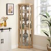 MOEPISY Corner Wine Cabinet, Elegant Glass Display Case for Living Room and Bar Storage, Light Oak Finish - 3 of 4
