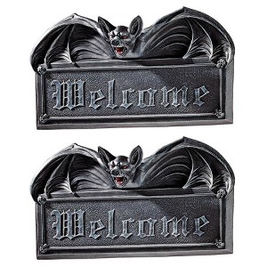Design Toscano Vampire Bat Welcome Wall Sculpture Set of Two - 1 of 3