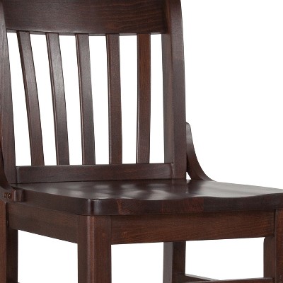 Elegant Walnut Wood School House Back Barstool