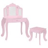 Sunnydaze Beauty Bliss MDF Kids' Vanity Table with Tri-Fold Mirror and Matching Stool - Pink - 4 of 4