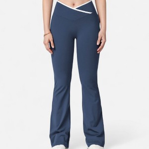 Anna-Kaci Women's Flare Leg Yoga Pants with Crossover High Waistband and Four-Way Stretch Fabric - 1 of 4