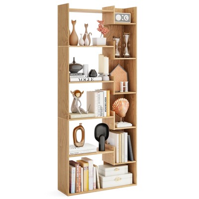 Tangkula 6-tier Bookshelf Bookcase w/ Anti-Tip Kits Home Wood Organizer Free-standing Room Divider Display Shelf