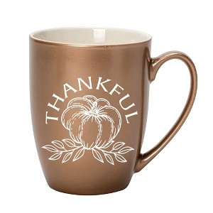 Elanze Designs Thankful Pumpkin Bronze 10 ounce New Bone China Coffee Cup Mug - 1 of 1