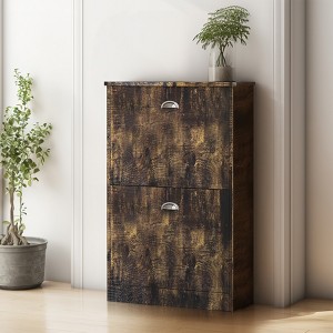 ZHUTA Shoe Cabinet,Hidden Slim Narrow Shoe Rack Cabinet with 2 Drawers for Entryway, Foyer,Hallway,Bedroom,Original Wood Color - 1 of 4