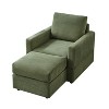Green Classic corduroy recliner, comfortable sofa recliner, upholstered lounge chair with footstool for living room - 3 of 4