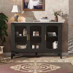 Christopher Knight Home Zorin 47.9'' Modern Storage Cabinet with 3 Glass Doors and Adjustable Shelves - 1 of 4