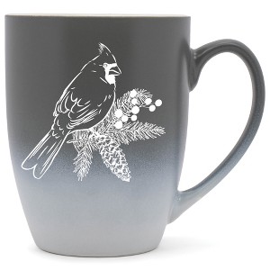 Elanze Designs Cardinal Pine Cone Two Toned Ombre Matte Grey and White 12 ounce Ceramic Stoneware Coffee Cup Mug - 1 of 4