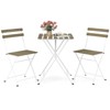 Costway 3 PCS Patio Acacia Wood Bistro Set Bistro Table with 2 Folding Chairs Slatted Seat Brown/Gray - 2 of 4