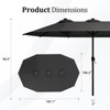 FONTOI Double Sided Outdoor Umbrella with Crank Handle, Rectangular Market Umbrella with 12 Ribs for Patio, Deck, Gray, 106.2"*94.5"*181.1" - 3 of 4