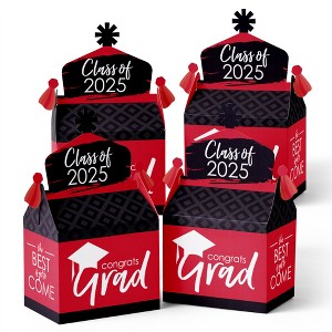 Big Dot of Happiness Red Grad - Best is Yet to Come - Treat Box Party Favors - 2025 Red Graduation Party Goodie Gable Boxes - Set of 12 - 1 of 4