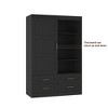 Maliang Tall Bedroom Armoire, Wardrobe Closet, Clothing Storage Cabinet with Hanging Rod, Barn Door, Drawers, Open Shelves - 3 of 4