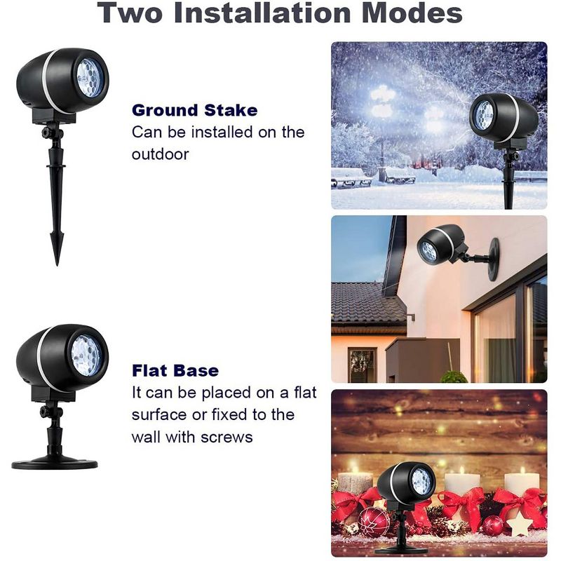 Costway Christmas Rotating Snowfall Projection Lights with Remote Control for Party, 4 of 11