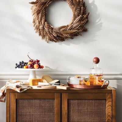 Warwick Brown Wood and Rattan 2-Door Cabinet with Adjustable Shelving