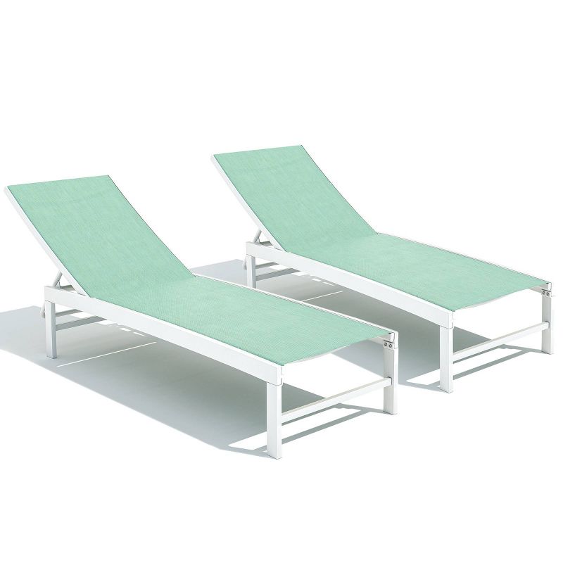 2pk Outdoor Aluminum Chaise Lounges with Covers - Light Green - Crestlive Products, 1 of 11