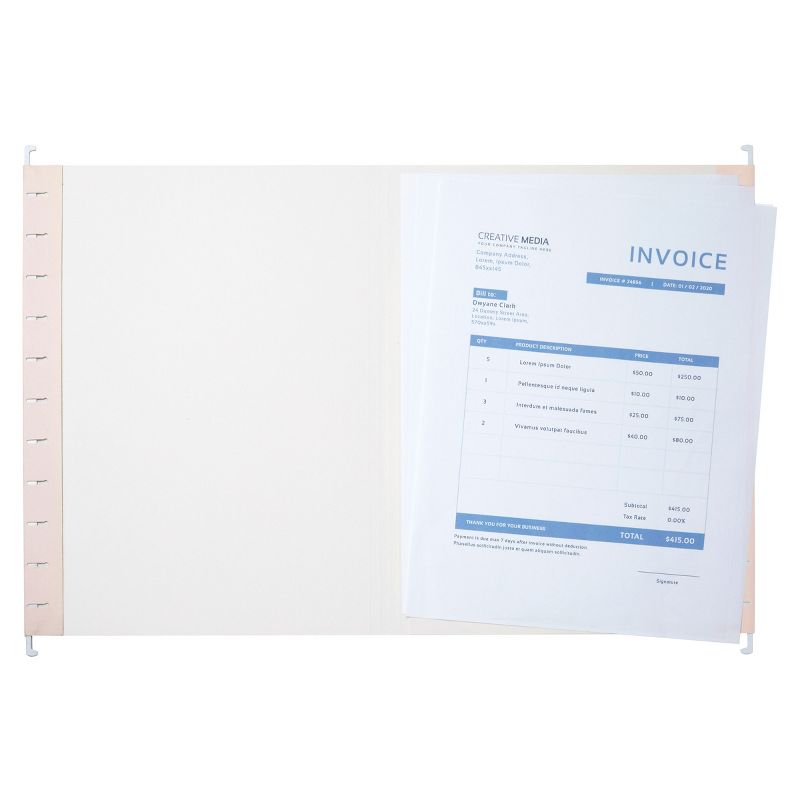 Paper Junkie 12 Pack Decorative Hanging File Folders, Letter Size, 1/5 Cut Tabs, Rose Gold Foil Stripes (9.5 x 11.5 In), 3 of 8