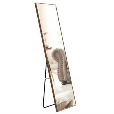Full-length Mirror, 65"x23" Wood Frame Dressing Mirror, Bedroom Porch Decorative Mirror, Floor Standing Mirror With Bracket For Bedroom