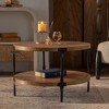 HDZNVF Round Coffee Table Handcrafted Relief Sturdy Pedestal Wooden - 4 of 4
