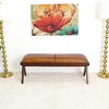 TiramisuBest Mid Century Modern Tan Leather Bench - Brown, Tan Genuine Leather, Solid Wood Entryway Bench, 16.1L x 47.5W - 4 of 4