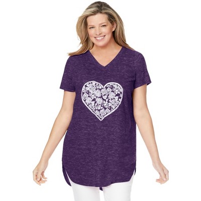 Woman Within Plus Size Marled V-Neck Tunic