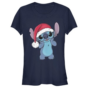 Juniors Womens Lilo & Stitch Santa Surprise T-Shirt - 1 of 4