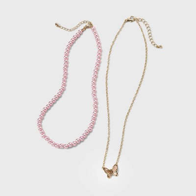 Girls' 2pk Pearl Necklace Set - Cat & Jack™