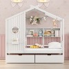 Merax Wooden House Bed with 2 Storage Drawers & Built-In Shelves - 2 of 4