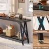 Aheaplus 71'' Console Table with Charging Station, Industrial Metal Frame Sofa Table with Storage Shelf - 3 of 4