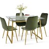 Mona+Bingo 5 Piece Gold Rectangular Clear Tempered Transparent Glass Table with 4 Upholstered Side Chairs-Maison Boucle - 2 of 4