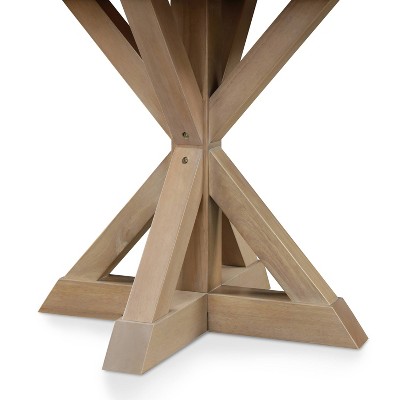 Beige Round Reclaimed Wood Farmhouse Dining Table