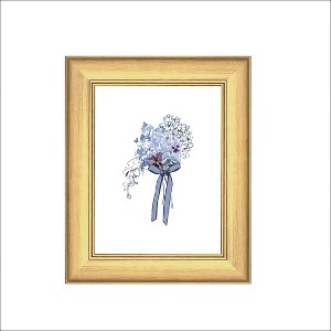 Petal Lane 9"x11" Blue Bouquet Simple Framed Wall Art Brass - 1 of 3