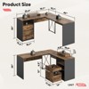 Bestier 55 L-Shaped Reversible Desk with Drawers and Filing Cabinet Rustic Style Computer Desk with Monitor Stand Gray Color Home Office Corner Desk - 4 of 4