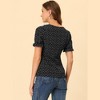 INSPIRE CHIC Women's Square Neck Button Ruffle Sleeve Love Heart Printed Blouse - 4 of 4