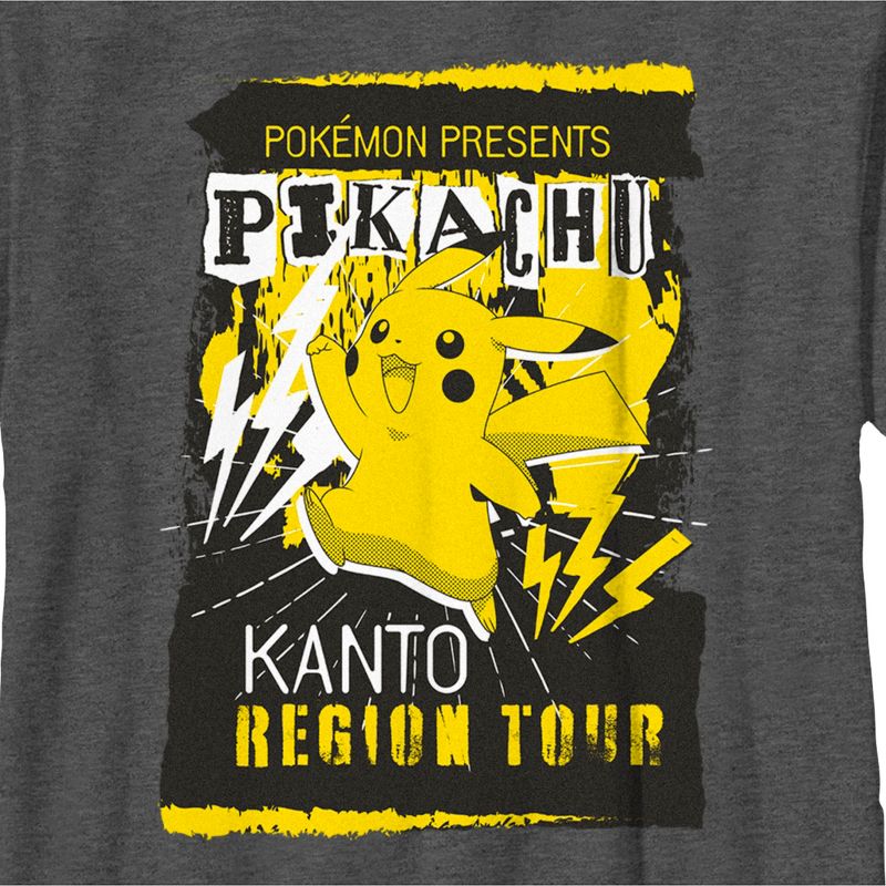 Boy's Pokemon Pikachu Kanto Region Tour Poster T-Shirt, 2 of 6