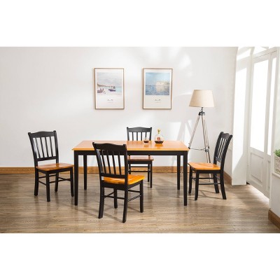 Black and Oak Shaker 5-Piece Solid Wood Dining Set