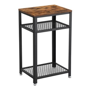 VASAGLE 3-Tier Tall Side Table, Small Telephone End Table Stand with 2 Mesh Storage Shelves, Kitchen Cart, Rustic Brown and Black - 1 of 4