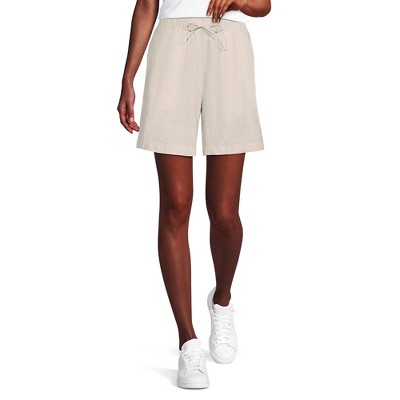 Lands' End Women's Linen High Rise Pull On 7" Shorts