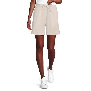 Lands' End Women's Linen High Rise Pull On 7" Shorts - 1 of 3