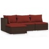 vidaXL 4 Piece Patio Lounge Set with Cushions Brown Poly Rattan - 2 of 4