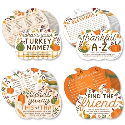 Big Dot Of Happiness Pumpkin Patch - 4 Fall, Halloween Or Thanksgiving  Party Games - 10 Cards Each - Gamerific Bundle : Target