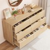 6 Drawer Dresser, Rattan Chest of Drawer, Farmhouse Wooden Dresser with Metal Legs, Wide Double Drawer Dresser, Large Drawer Unit for Bedroom, Living - 4 of 4