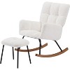 Acekool Ergonomic Rocking Chair for Nursery, High Back Support, Soft Upholstery, Sturdy Wood & Metal Frame, Easy Assembly, Beige, Model 2024， White - 2 of 4