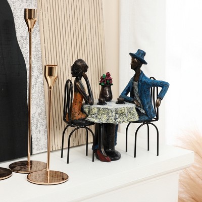 Romantic Couple Date Night Resin Figurine with Table