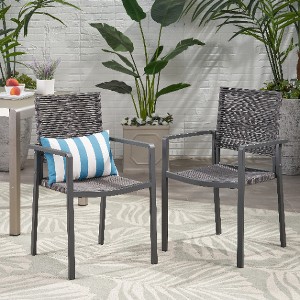 NicBex Set of 2 Outdoor Modern Dining Chair Aluminum with Mesh Seat-Christopher Knight Home - 1 of 4