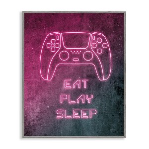 Stupell Industries Eat Play Sleep Pink Gamer Framed Giclee Art - 1 of 4