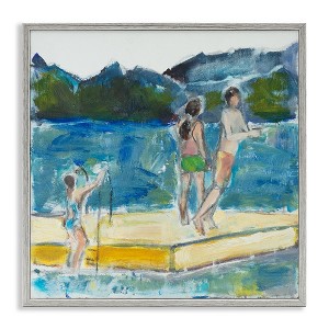 Stupell Industries Kids on Swimming Dock Abstract, 24" x 24" - 1 of 4