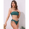 INSPIRE CHIC Women's Bandeau Drawstring Side Tie Ribbed Bikini Sets, Strapless Top Triangle Bottom Swimwear Bathing Suits 1 Set - 4 of 4